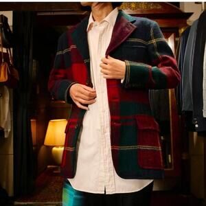 VTG Ralph lauren tartan wool plaid blazer jacket equestrian 12 RARE